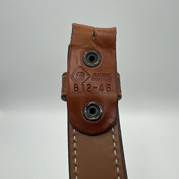 Brown Leather Faux-Braid Belt Men’s 46” - Picture 3 of 8